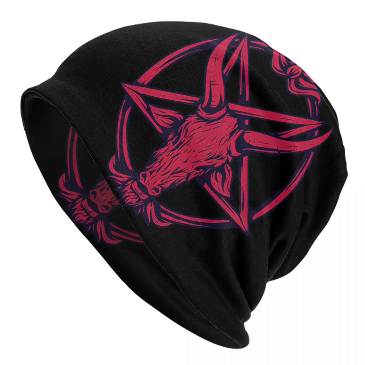 Free Will Satanic Goat Pentagram Adult Men's Women's Knit Hat Keep warm winter Funny knitted hat