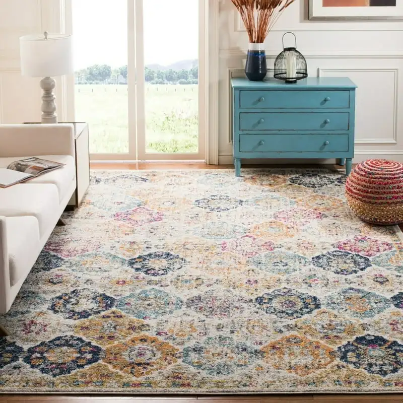 

Distressed Area Rug, Cream/Multi, 4' x 6'