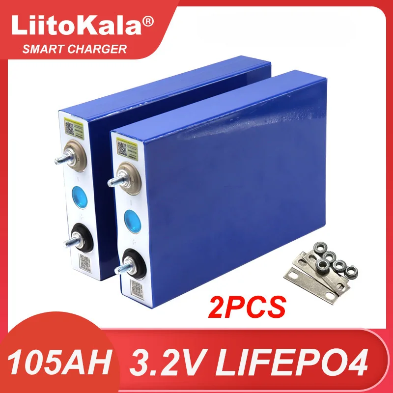 2pcs LiitoKala 3.2V 105Ah LiFePO4 battery Lithium iron phospha DIY 12V 24V Motorcycle Electric Car Solar Inverter Boat Batteries