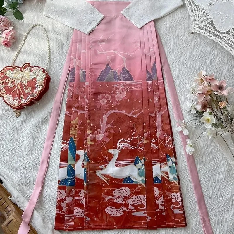 Традиционный женский костюм Hanfu Dynasty новинка 2025 весна-лето улучшенный свободный