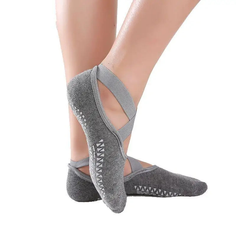 

Ladies Cotton Soft Cross Belt Breathable Socks Non-slip Silicone Socks Slippers Women Ladies Girls Dance Sports Socks