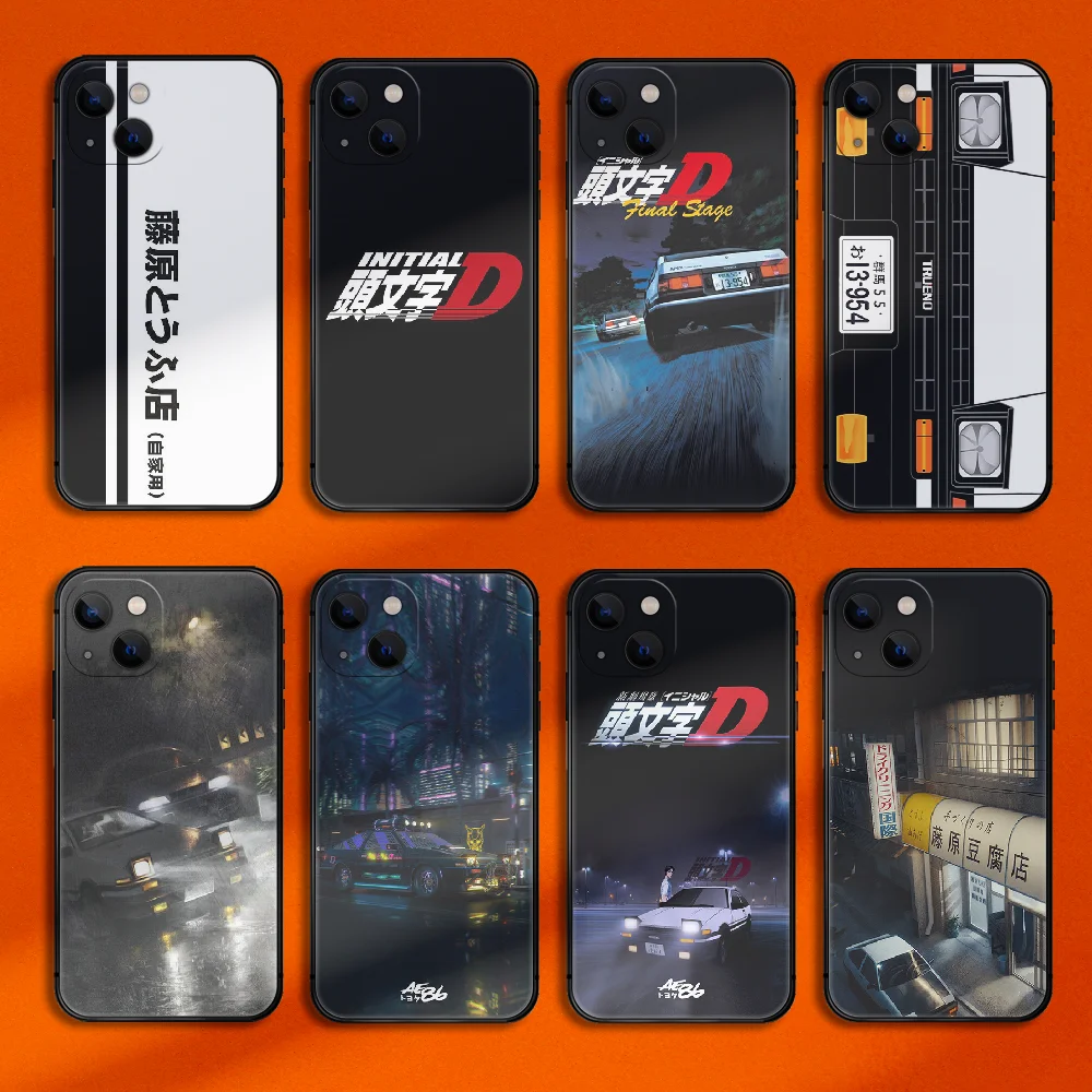 

JDM AE86 Initial D Phone Case Cover For Iphone 6 6S 7 8 11 12 13 14 Se 2020 X Xs Xr Pro Max Plus Mini TPU Soft Black