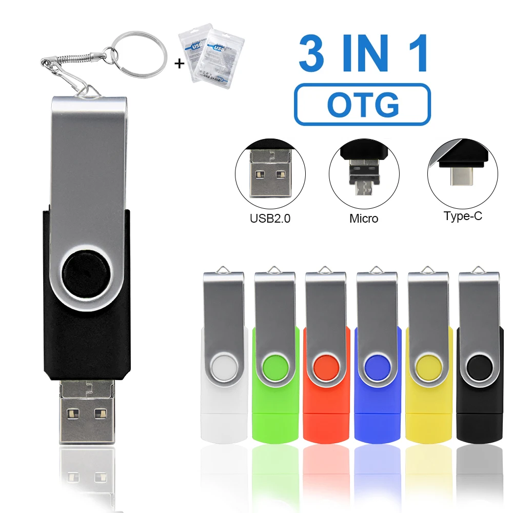 

Металлический OTG флеш-накопитель 3 в 1, 64 ГБ, USB 2,0, 32 ГБ, мини-накопитель, логотип на заказ, 16 Гб памяти, флэш-накопитель, 8 ГБ, U-диск, 4 Гб