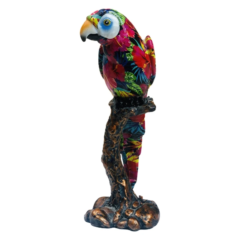 

D0AD European Style Resin Parrot Statue Handmade Art Crafts Desktop Decoration for Home Office Bedroom Desktop Decor