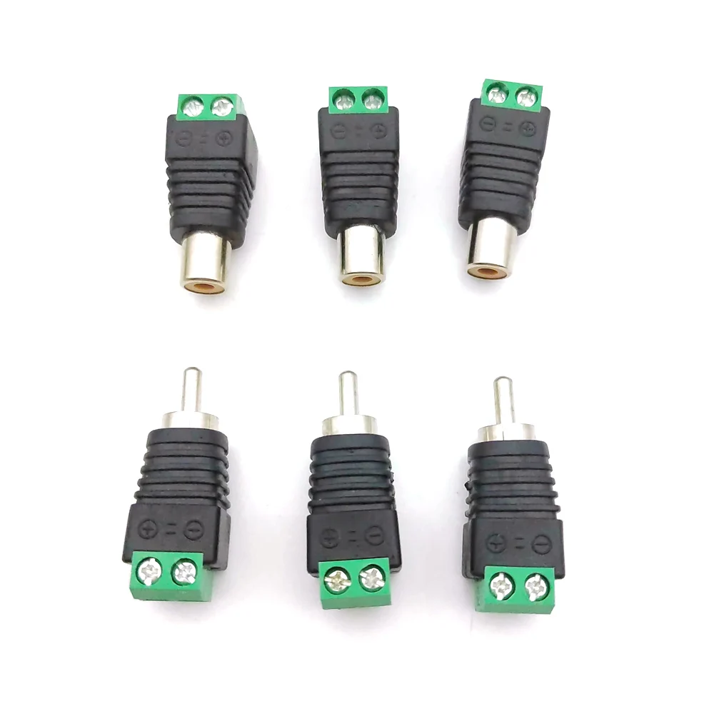 

3PCS RCA Male Plug & RCA Female Jack Terminal Block Adapter RCA AV Terminal Audio Video CCTV Camera Speaker Wire Cable Connector