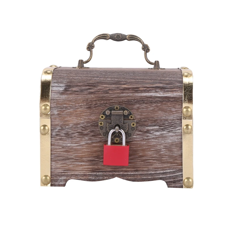 

Money Lock Wooden Case Exquisite Storage Box Treasure Jewelry Vintage With Keys Piggy Bank Organizer