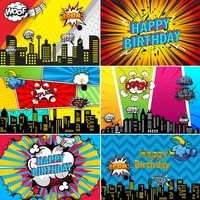 city building super hero theme backdrop baby shower children birthday party photocall decoration photography background wall