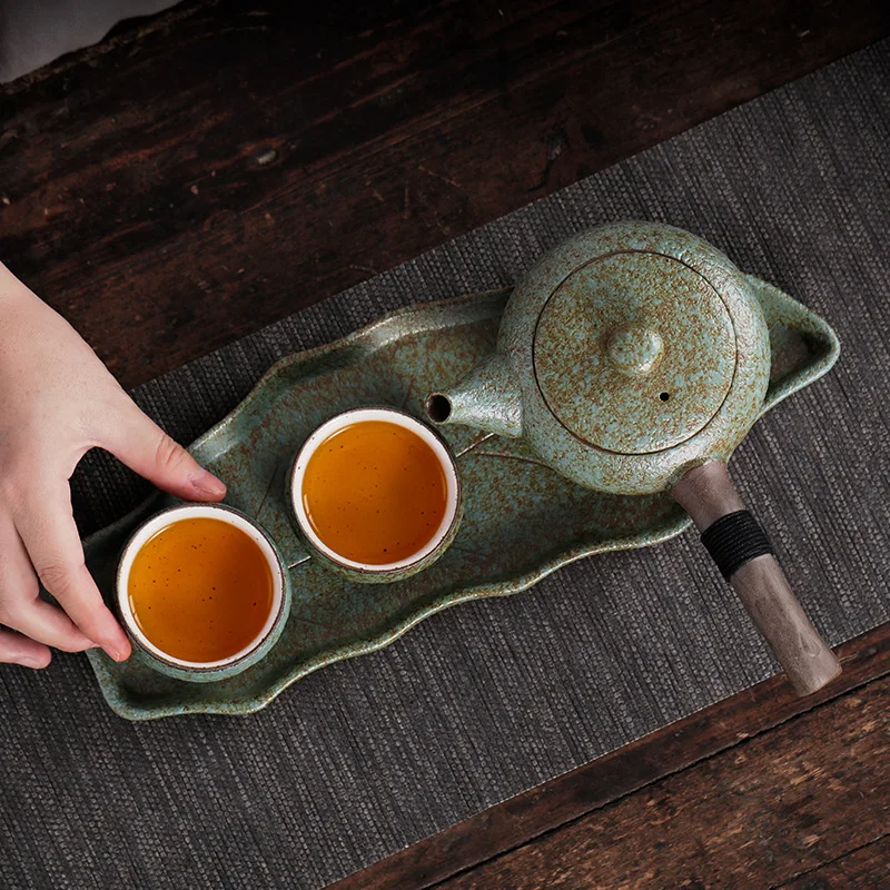 Simple Household Water Storage Dry Bubble Table Tray for Decoration Coarse Pottery Tea Ceramic Pot Trays Set Teaware Dining |