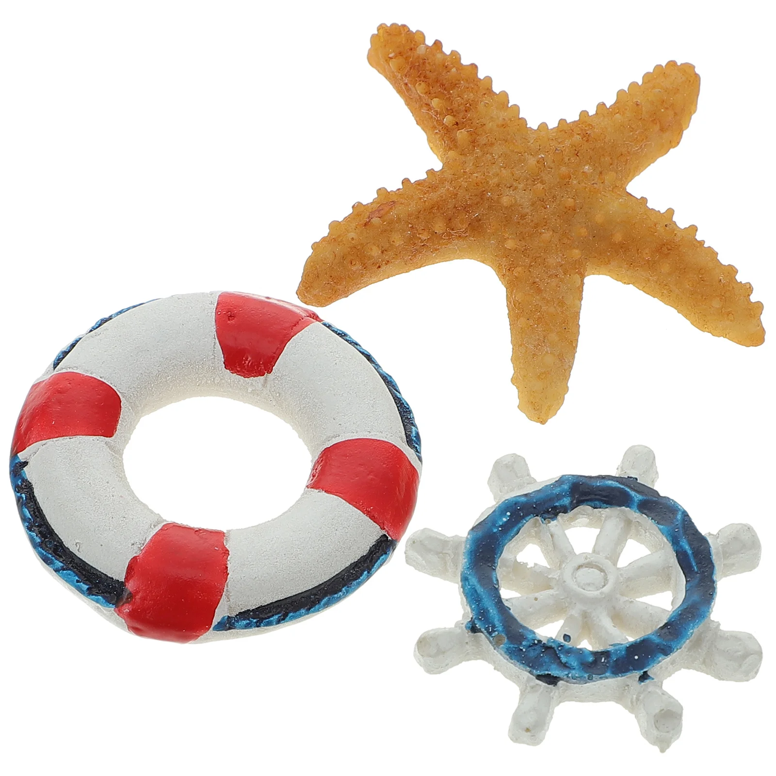 

3pcs Beach Theme Party Decorations Micro Landscape Ornaments Life Ring Models