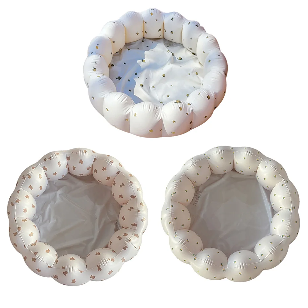 

Inflatable Baby Game Pool Petal Shape PVC Newborn Bathing Pool Printed Round Foldable Lightweight Portable for Garden Indoor