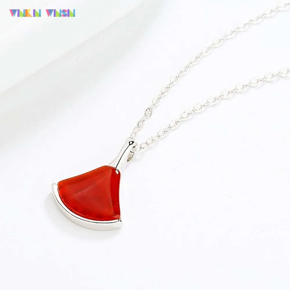 

WinkinWinsin Brand P Series Women Titanium Choker Fan Shaped Oyster Shell Charm Neck Chain Sweater Decor Long Pendant Necklaces