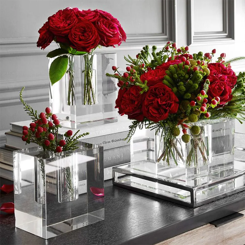 

Transparent Simplicity Vases Accessories Crystal Flowerpot Hydroponic Container Glass Flower Decoration Vase Home Plant Modern