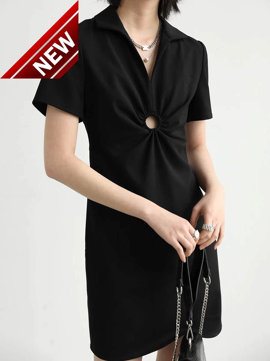 

Модное платье с V-образным вырезом, новинка, однотонные черные платья с коротким рукавом, Женские Короткие Сексуальные облегающие офисные женские летние платья 2023
