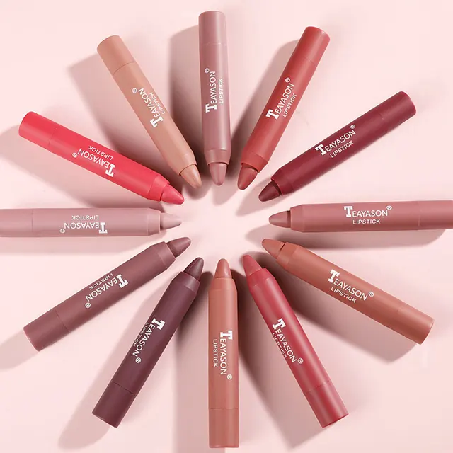 12 Colors Sexy Matte Lipstick Waterproof Long Lasting Color Rendering Non-stick Velvet Lips Liner Pencil Woman Makeup Cosmetics 5
