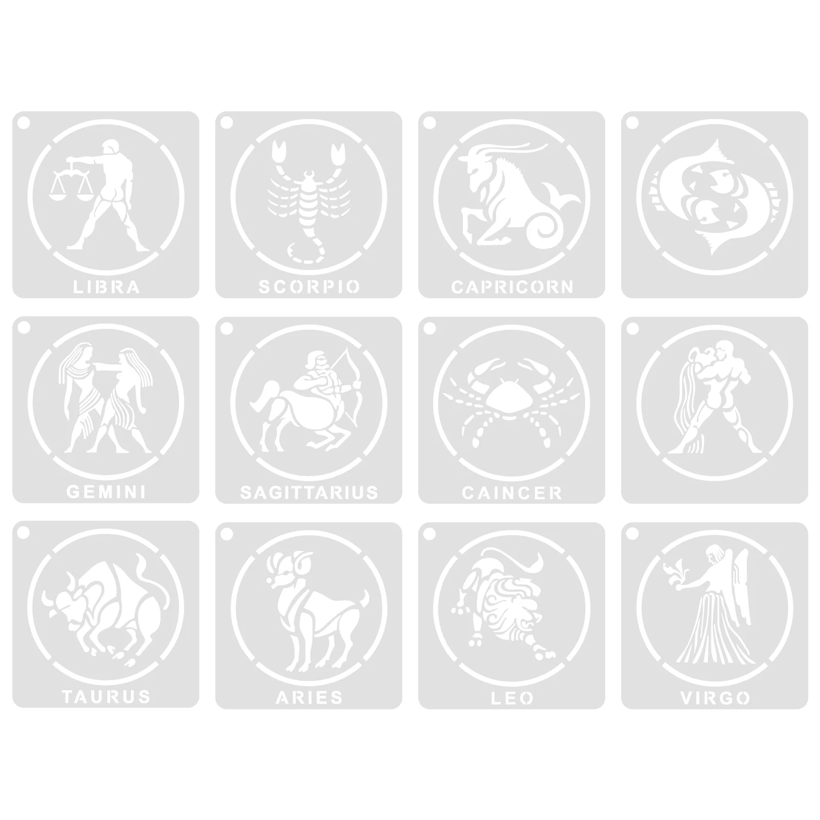 

12 Pcs Drawing Stencil Template Horoscope Molds Zodiac Templates Drafting Sheets Stencils Spray Painting