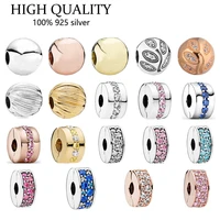 authentic s925 sterling silver color inlaid cz fixing clip is suitable for the original pandora womens bracelet