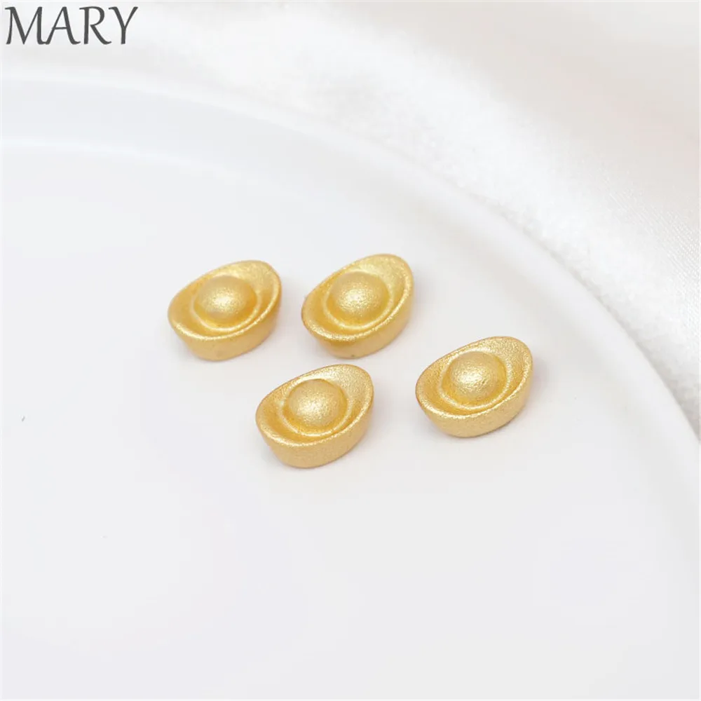 

18k gold through-hole three-dimensional matte gold yuan treasure spacer beads handmade diy jewelry accessories pavement transfer