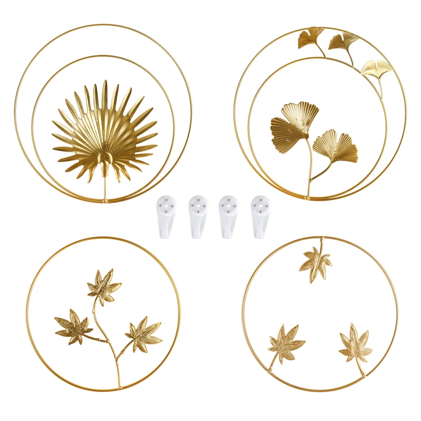 

4 шт., декоративные настенные круглые листья в скандинавском стиле