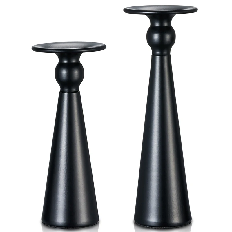 

2Pcs Metal Pillar Candle Holder Black Candle Holder For Wedding Restaurant Dinner Party Decoration