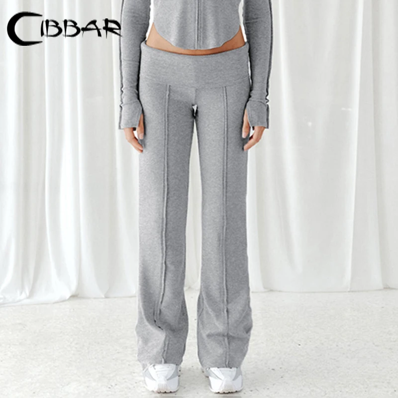 CIBBAR Однотонные Леггинсы Повседневная Уличная Одежда Y2K Женские Брюки Для Фитнеса