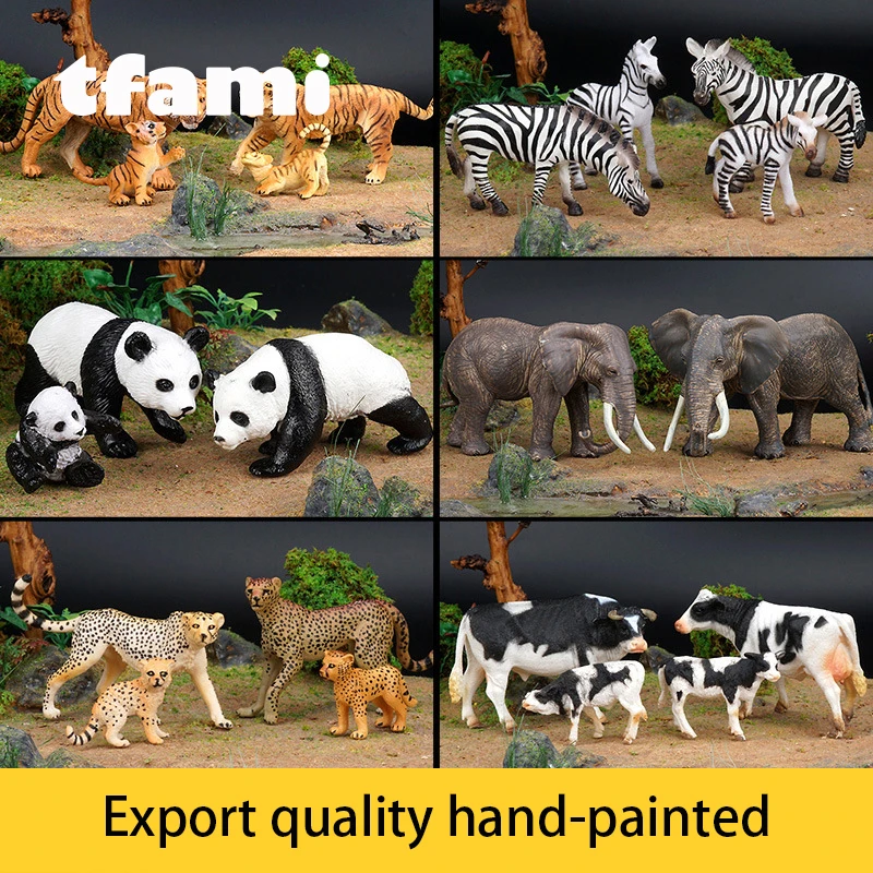 

TFAMI Zoo Animal Figure Toy For Children Tiger Giraffe Zebra Kangaroo Elephant Model Toy High Quality Animal Toys For Kids Gifts