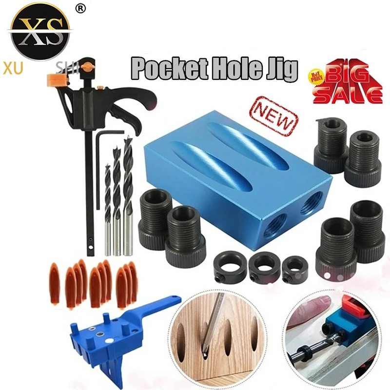 

Pocket Hole Screw Jig 15 Degrees Dowel Drill Joinery Kit Carpenters Wood Woodwork Guides Joint Angle Locator Tool