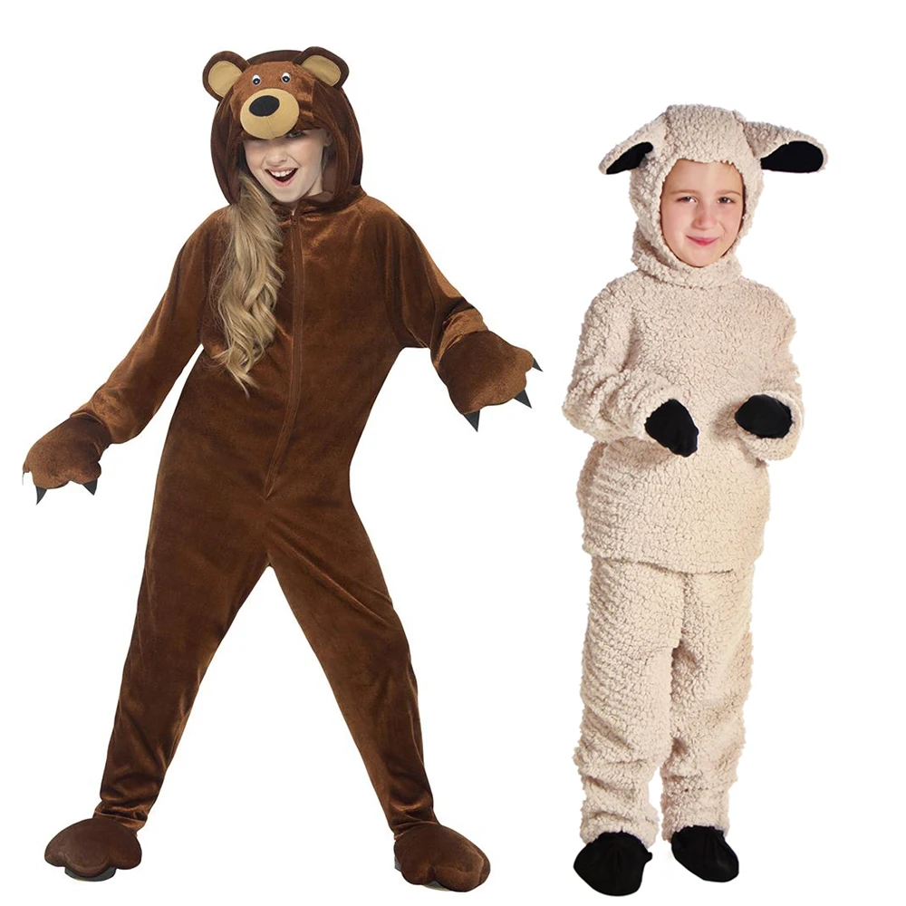 

Animal Costume Kids Brown Bear Costume Romper Lamb Sheep Children`s Costume For Purim Carnival Cosplay