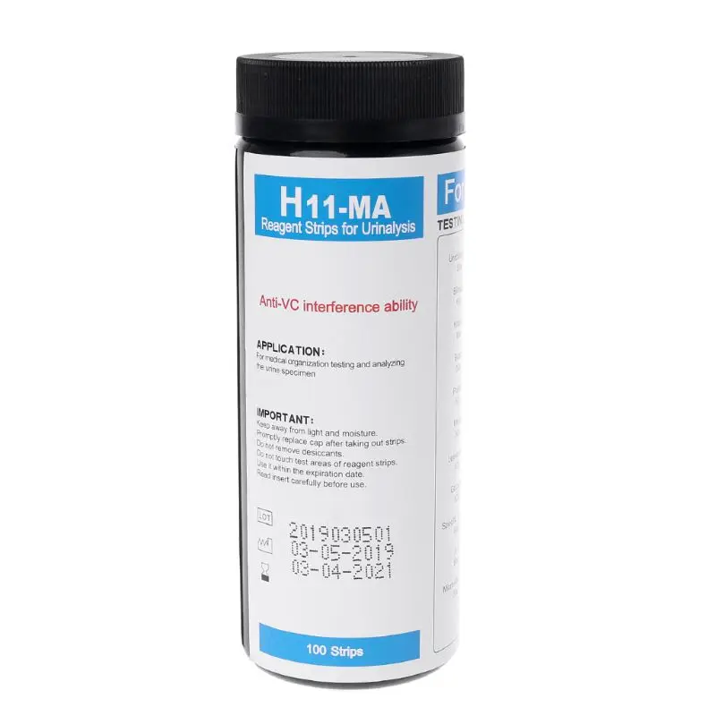 

100Pcs H-11MA Urine Test Strip Reagent Strip For 11 Urinalysis With Anti-VC Interference Ability Test Urobilinogen Bilirubin Etc