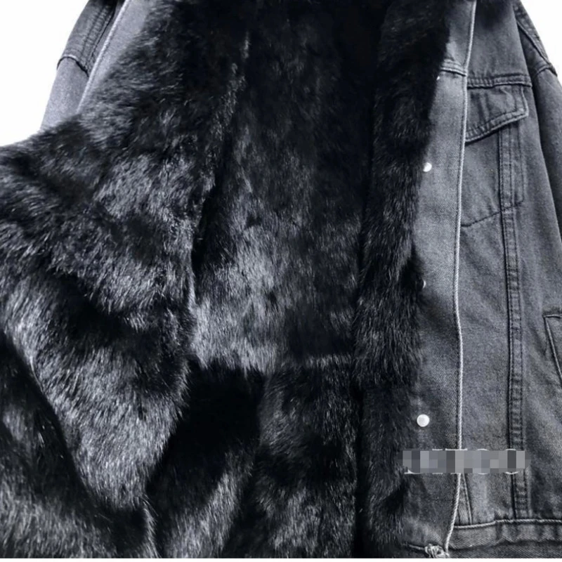 Thick warm Denim Parkas Female Winter Detachable Plus Velvet Jacket Vintage Cotton Denim Jacket Women Denim Coat