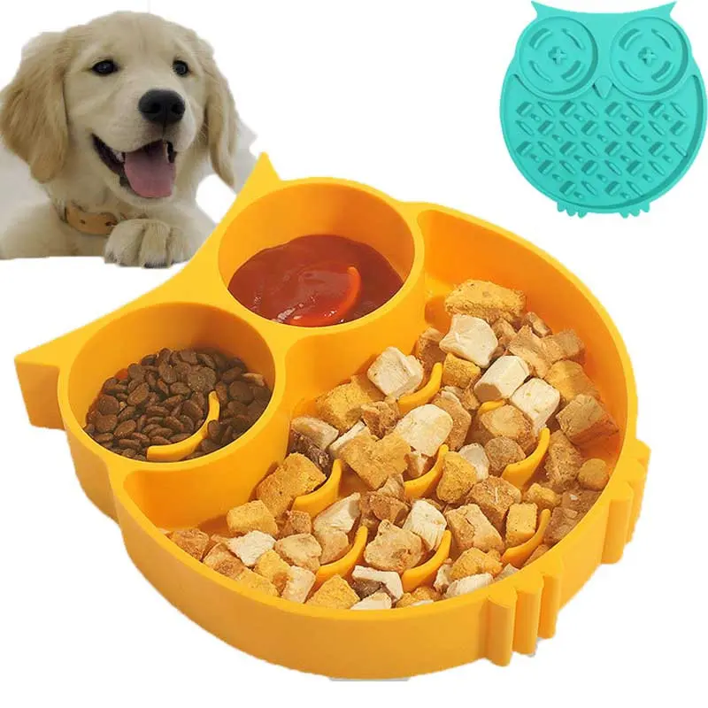 Silica Gel Slow Feeder Dog Bowls Cat Anti-Tip Slow Feeding Suction Cup Fixed Rice Bowl  Eating Puzzle Maze Fun Pet Accessories