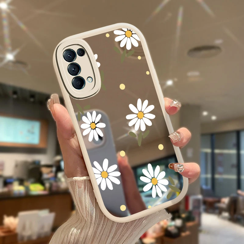 Роскошный глянцевый зеркальный чехол для OPPO Reno 10 Pro Plus 10Pro 8T 8 7 7Z 6 5 с цветочным