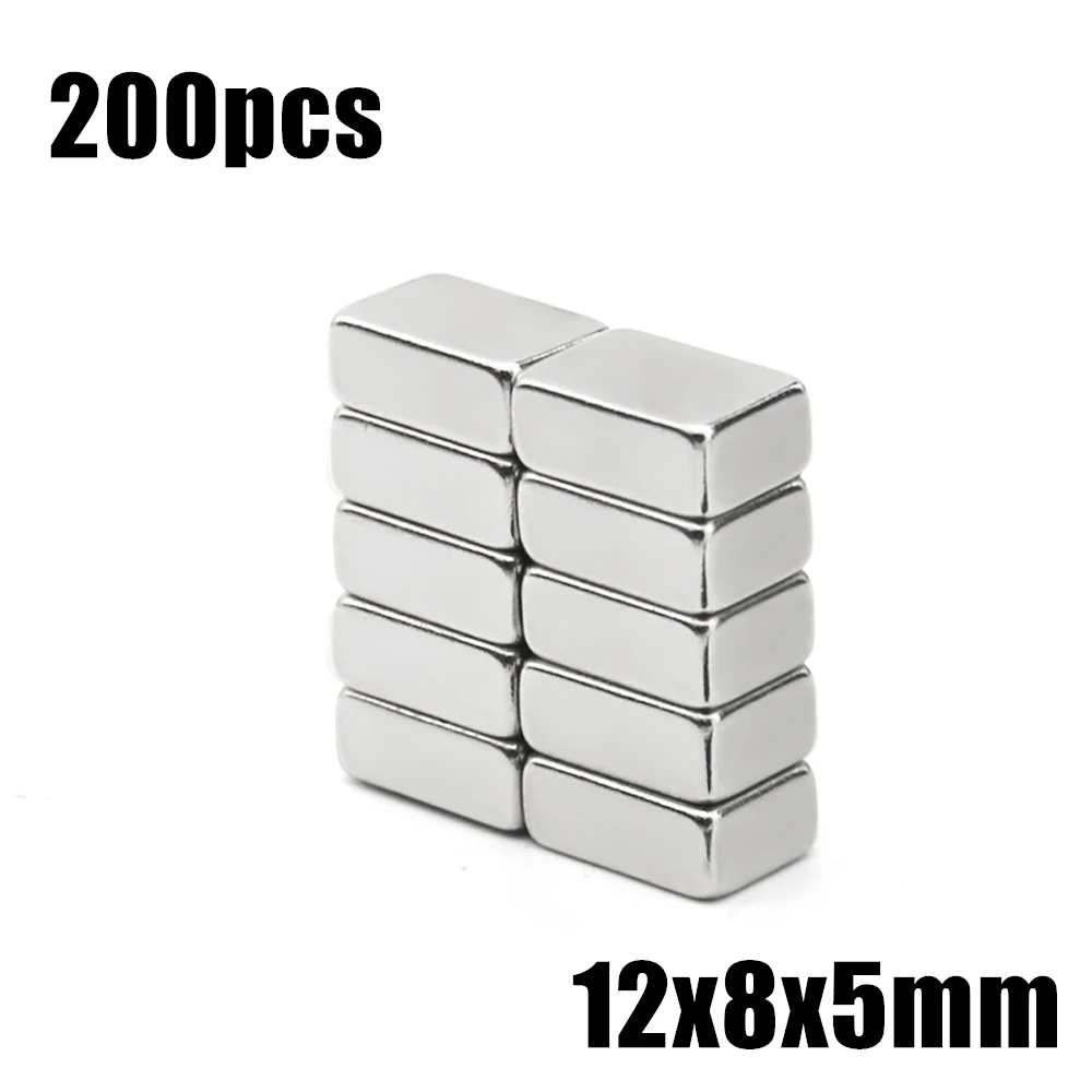 

200 шт., неодимовые магниты NdFeB, 12x8x5 мм
