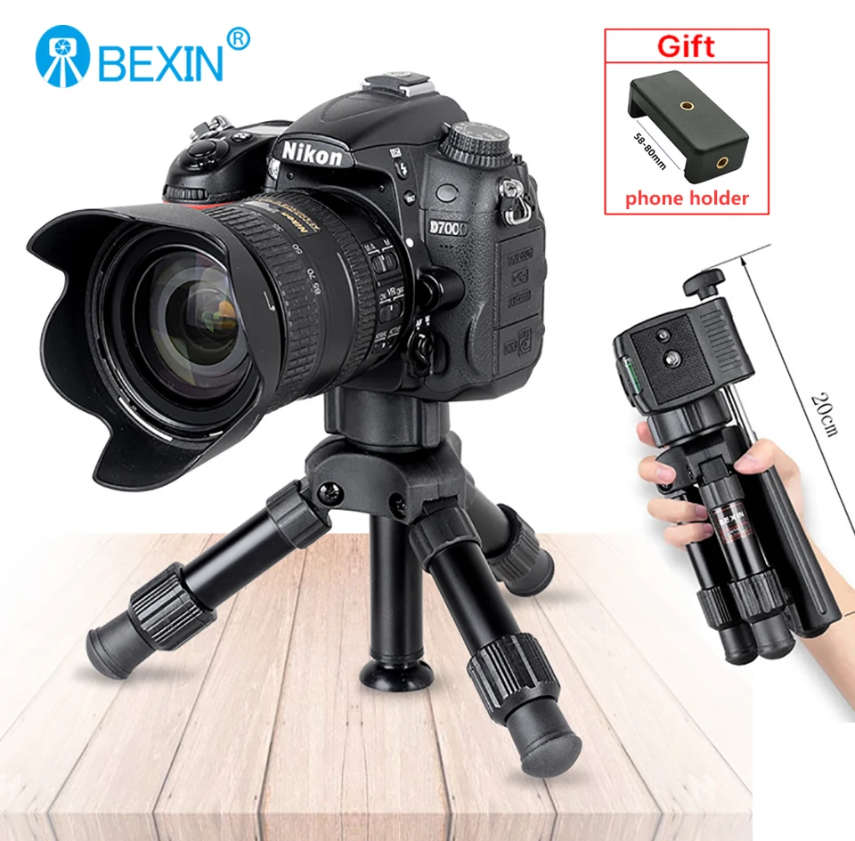 Портативный штатив BEXIN MS08, легкий штатив для путешествий, настольный видео мини-штатив с шаровой головкой 360 ° для iphone, DSLR-камер