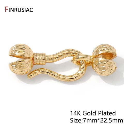 Застежки-крючки FINRUSIAC, латунь, позолота 14K, 6 шт