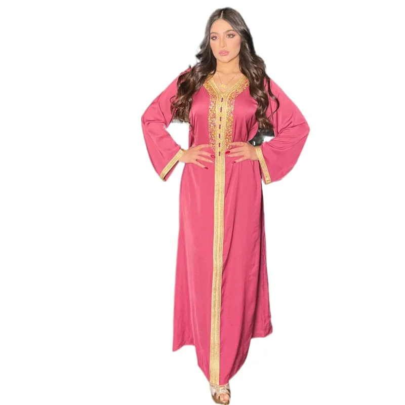 Muslim Dress Muslim Fashion Robe Dubai Abaya Turkey Dress Middle East Eid Arab Islam Robe Lace Diamonds Muslim Robe Donsignet