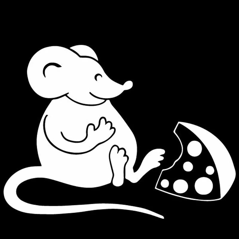

16.6CM*12.4CM Interesting Cheese Eating Mice Cartoon Vinyl Decal Decor Door Sticker Black/Silver
