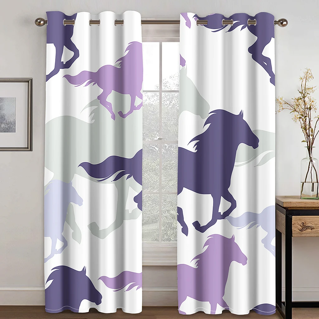 

3D Cartoon Unicorn Girl Pattern Curtain with Hooks, Suitable for Family Curtains In Living Room and Children's Bedroom