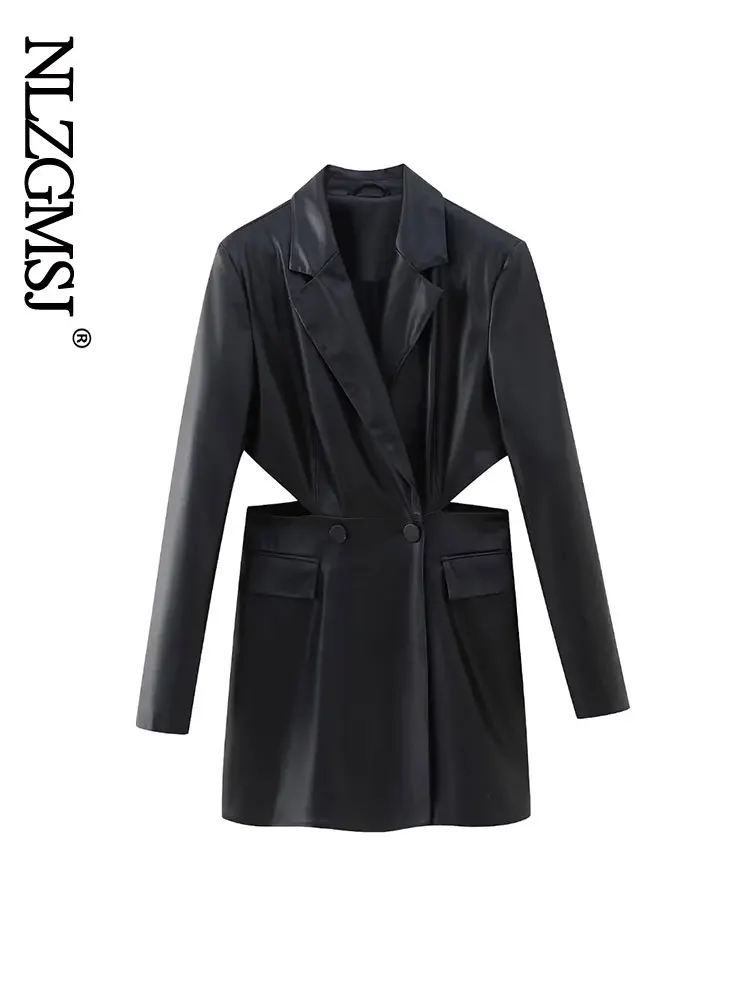 

Nlzgmsj Cut Out Blazer Dress Long Sleeve Waistless Mini Dresses