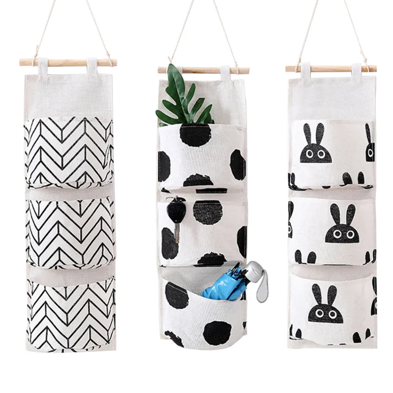 

Wall Hanging Storage Bag, Over The Door Organizer, 3 Pockets Hanging Storage Bag for Home Bedroom