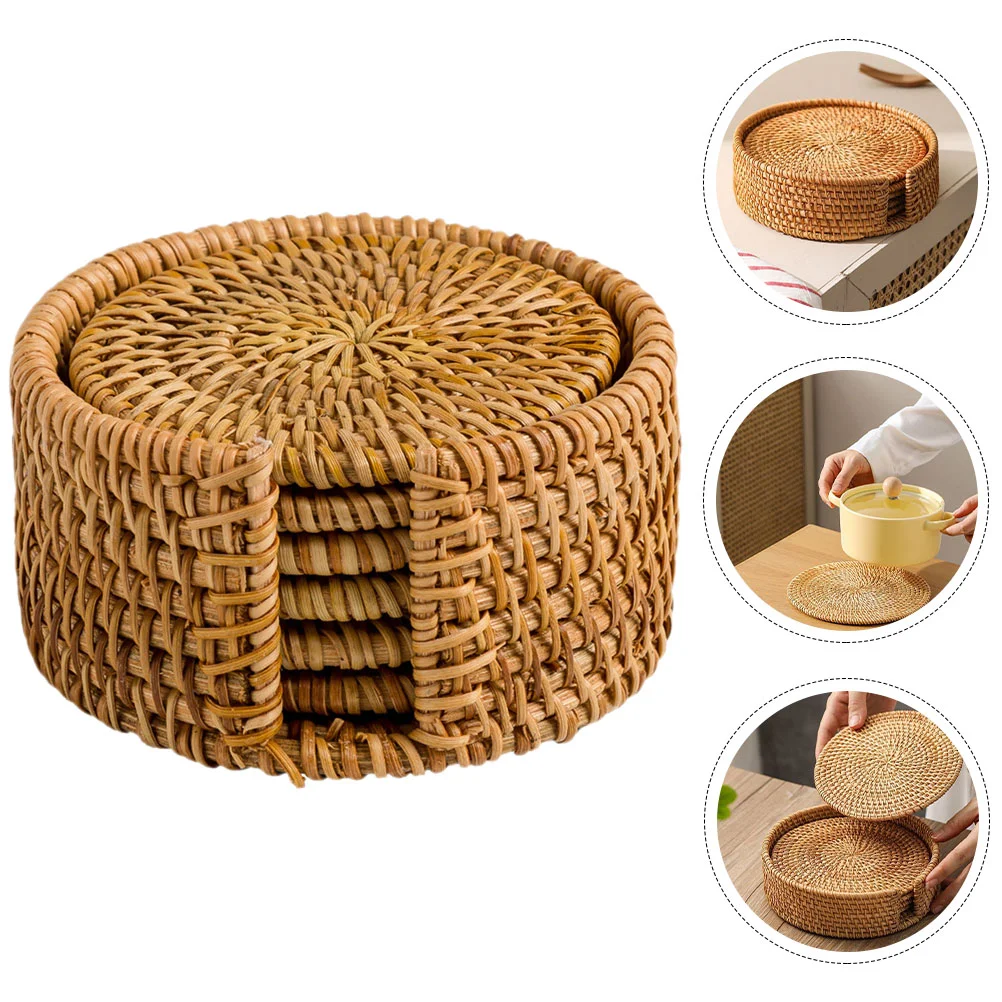 

Drink Coasters Coffee Table Desk Office Rustic Rattan Placemats Outdoor Farmhouse