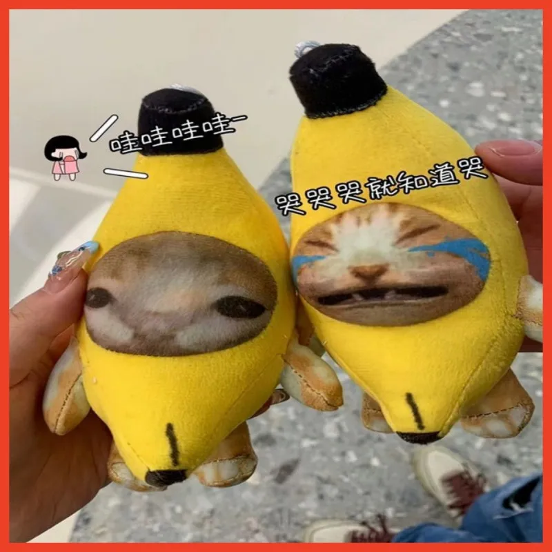 

2023 Crying Banana Cat Plush Pendant Banana Cat Cute Doll With Sound Toy Keychain Car Bag Funny Pendant Keyring Gifts New