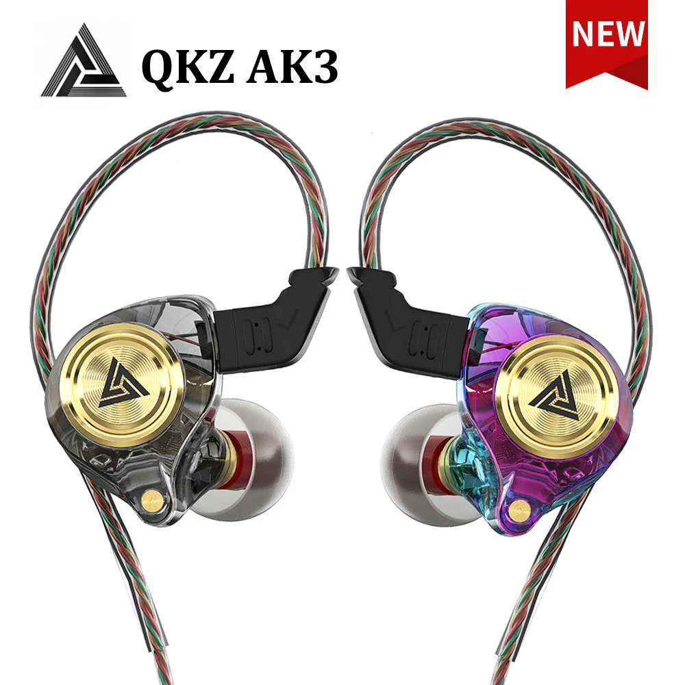 Наушники-вкладыши QKZ AK3, проводные Hi-Fi наушники с микрофоном, с монитором и функцией шумоподавления, для игр