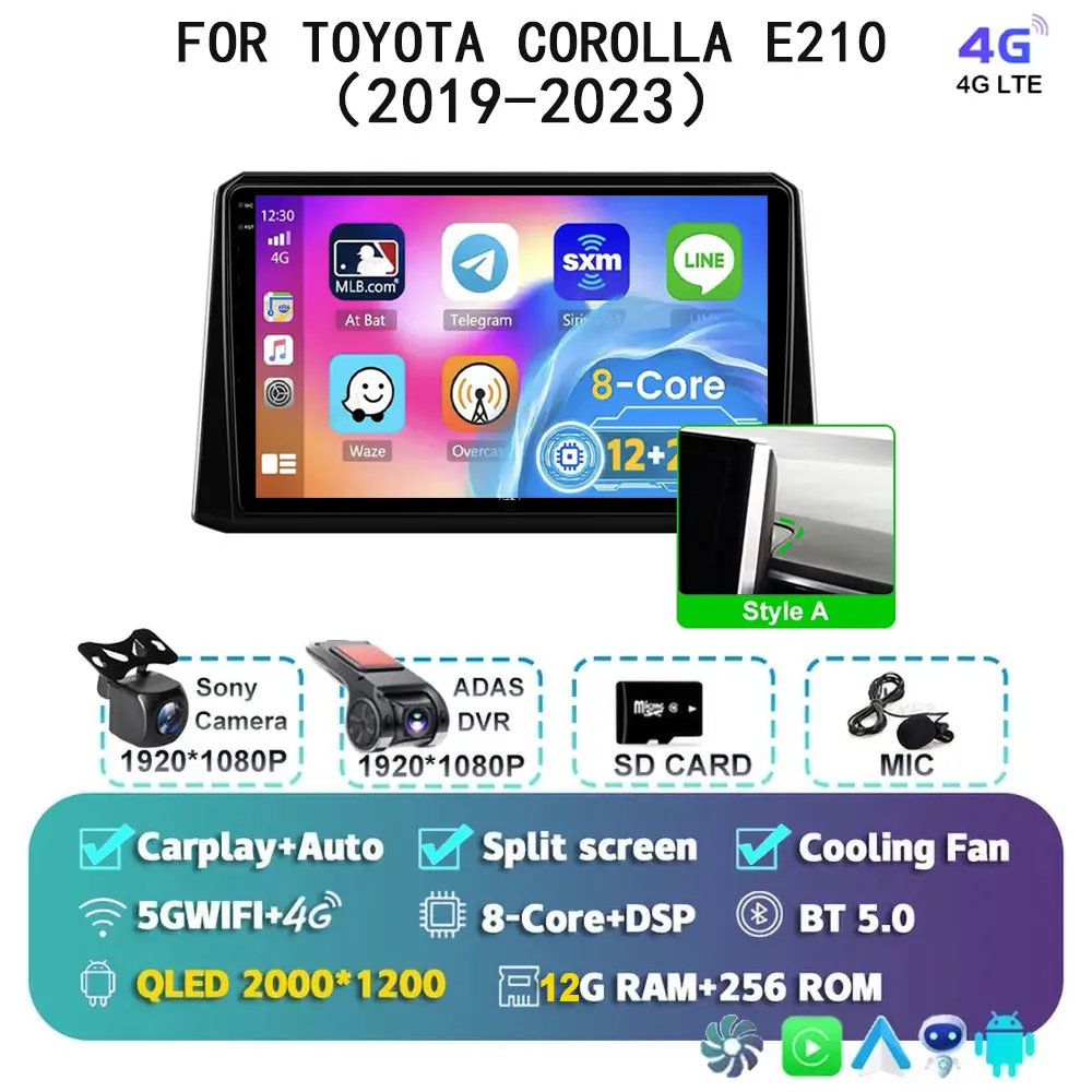 

Мультимедийный плеер Android 15, для Toyota Corolla E210 2019 2020 2021 2022 2023, беспроводной Carplay, автомагнитола