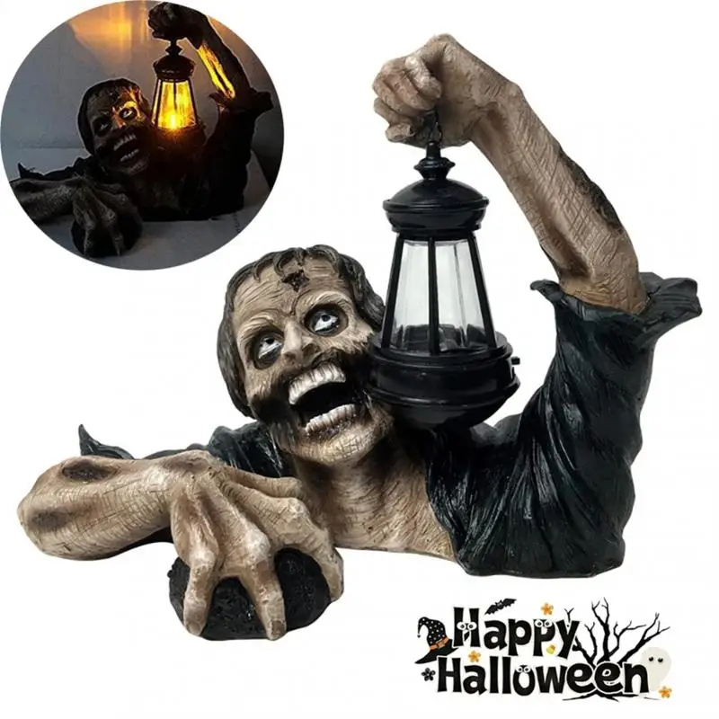 

Halloween Decor Crawling Lantern Zombie Statue With LED Light Resin Crafts Halloween Haunted House Yard Garden Decor Horror Prop