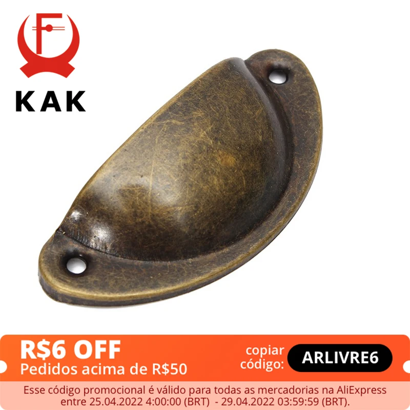 kak 20pcs retro metal kitchen drawer cabinet door handle and furniture knobs hardware cupboard antique brass shell pull handles free global shipping