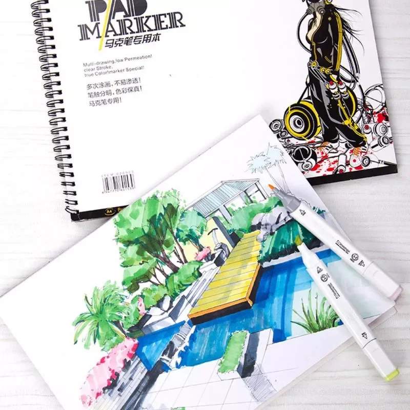 

34 Sheet A3/A4/A5 Professional Marker Paper Spiral Sketch Notepad Book Painting Drawing Artist Supplies