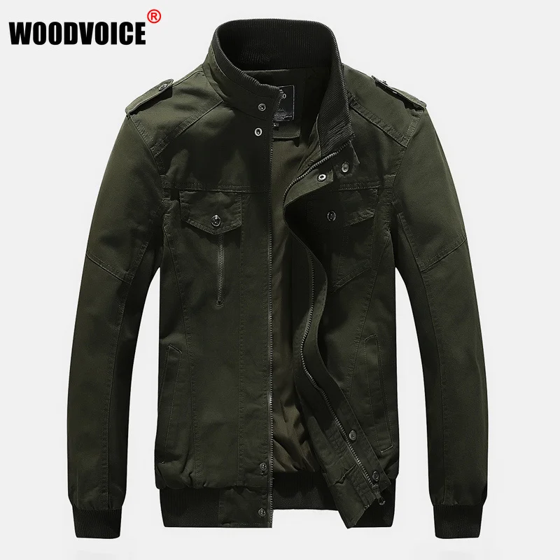 

Men Tactics Military Jackets Mens Coat Spring Autumn Windbreaker Stand Collar Mid-length Casual Cargo Outwear 98%Cotton