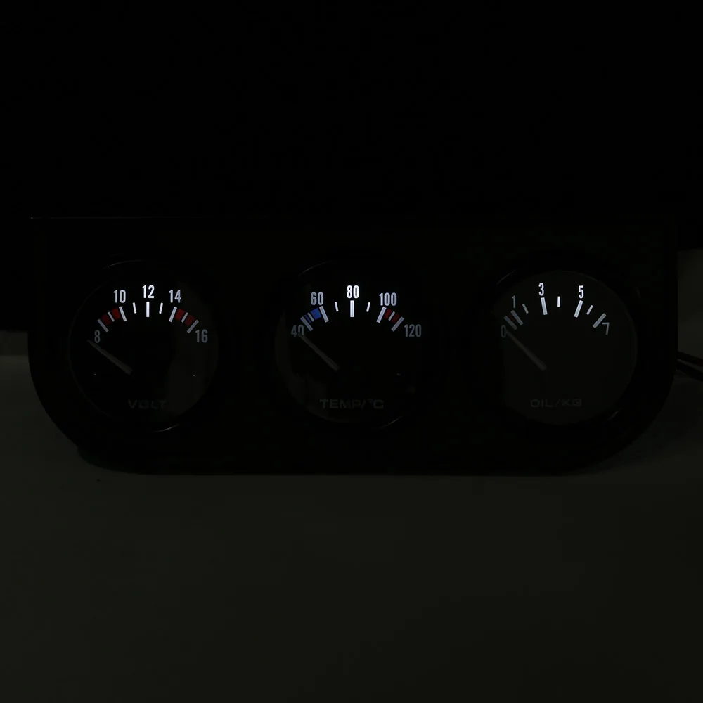 YOMI 52mm Triple Electrial  Gauge Kit Water Temp Gauge+Oil press+Voltmeter Temperature Sensor  Car Meter YC101266