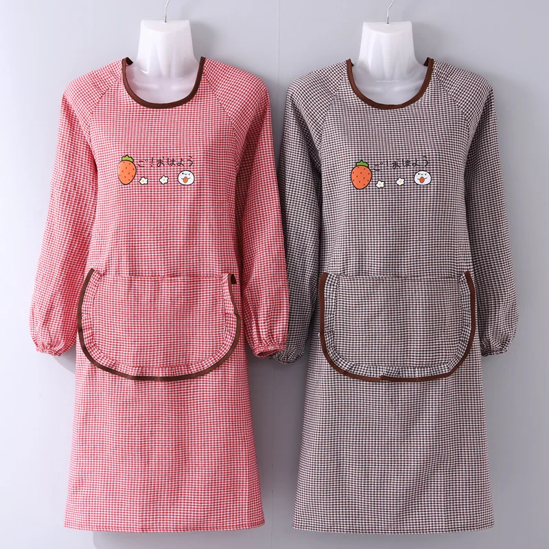 

Фартук рабочая одежда женская домашняя кухня Новая модная женская Корейская версия в иностранном стиле с длинными рукавами весна-осень