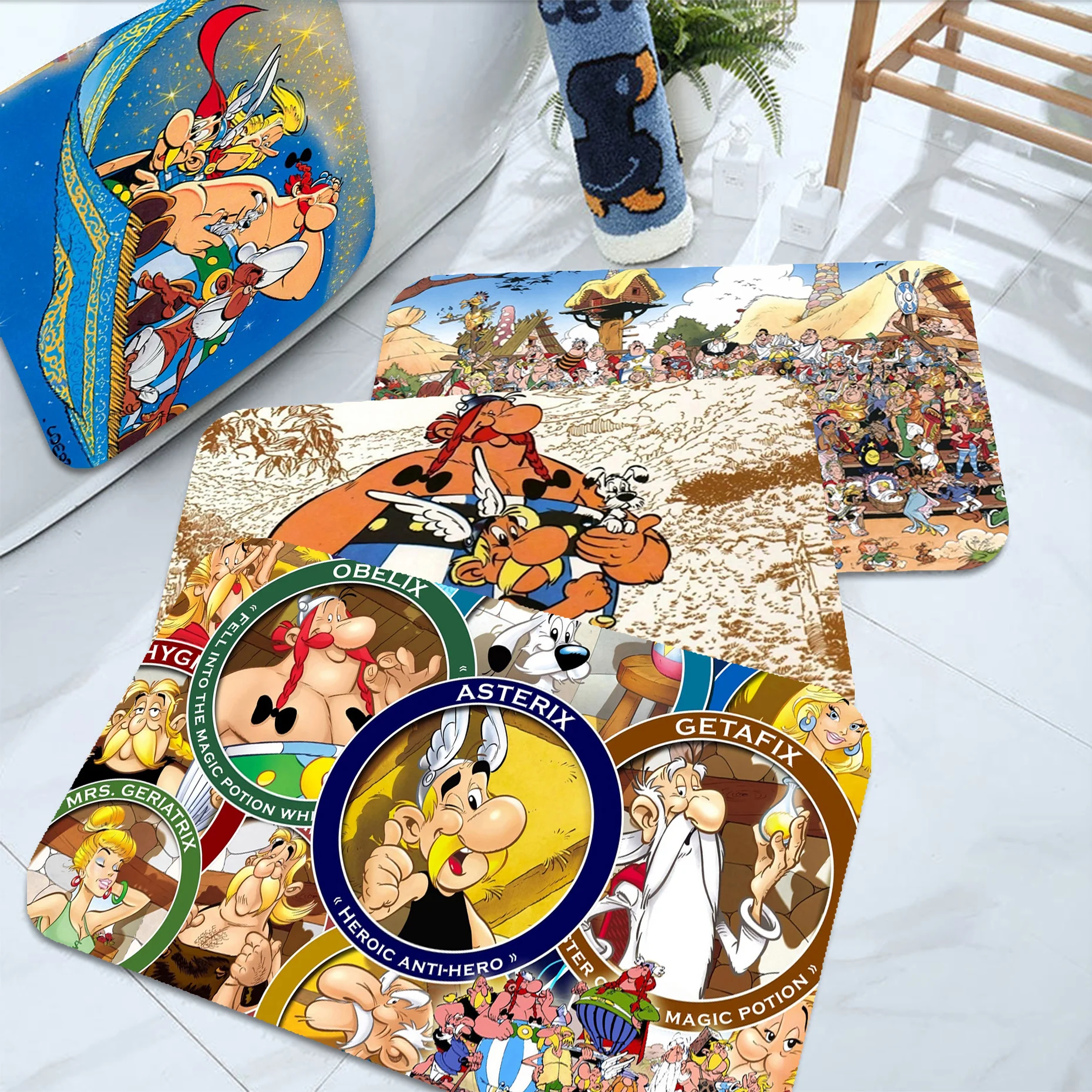 

Коврик для прихожей Asterix Obelix в скандинавском стиле, домашний Придверный коврик, коврики для ванной и туалета, прикроватные Коврики для спаль...